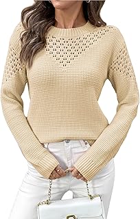 Sidefeel Crochet Crewneck Pullover Sweater