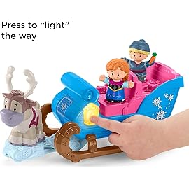 Fisher-Price Little People Toddler Toy Disney Frozen Kristoffs Sleigh Vehicle with Character Figures for Pretend Play Kids Ages 18+ Months (Amazon Exclusive)