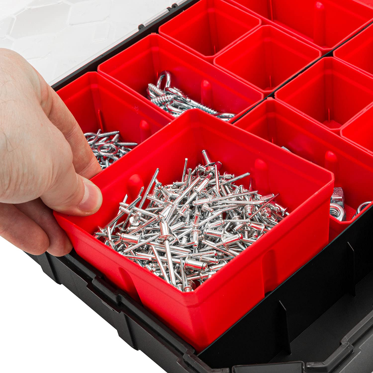Lot de 10 boîtes de rangement pour petites pièces avec couvercle transparent - Mallette de tri avec compartiments amovibles