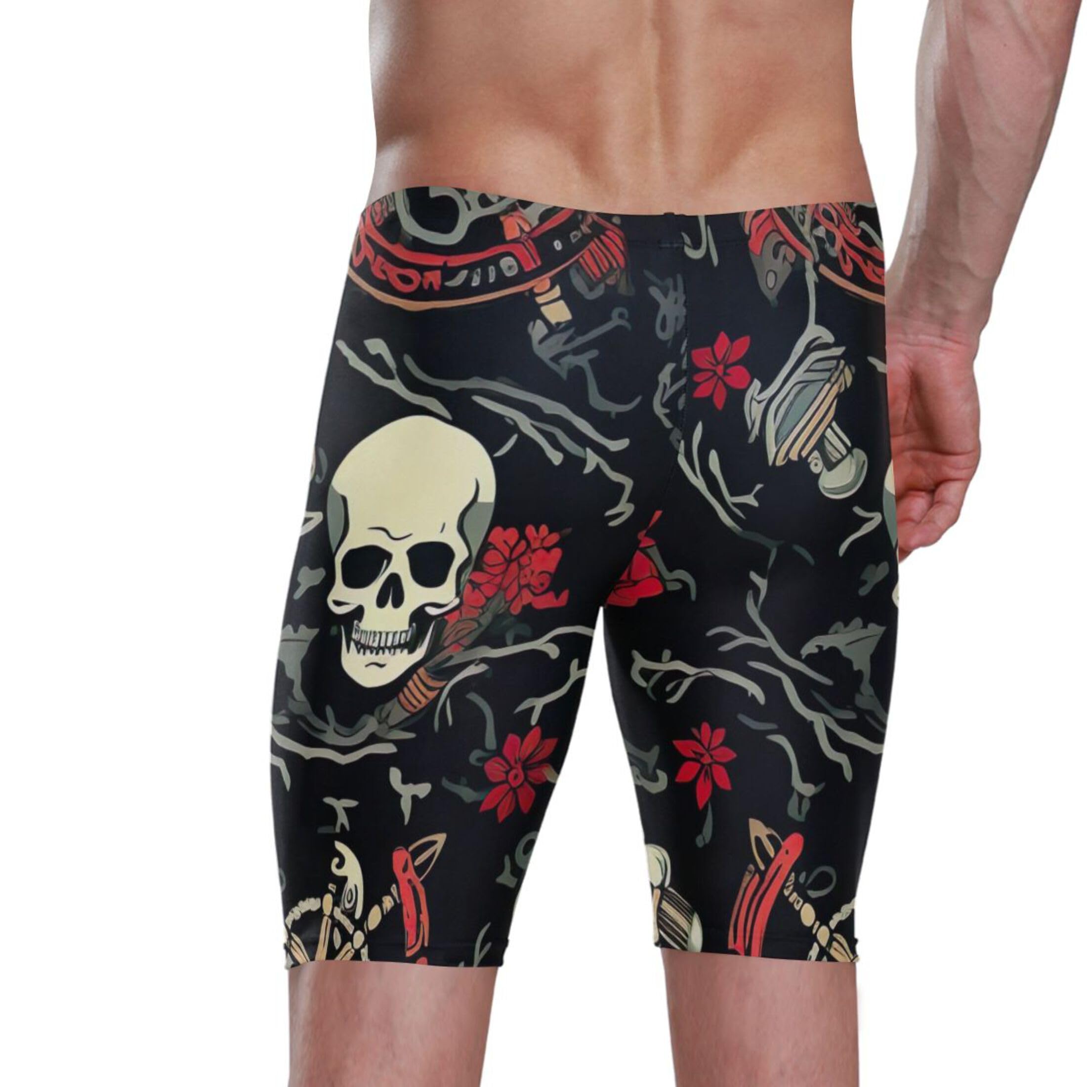 UMIRIKO Sugar Skull Skeleton Gothic Swim Jammers for Men Athletic Durable S B0400557