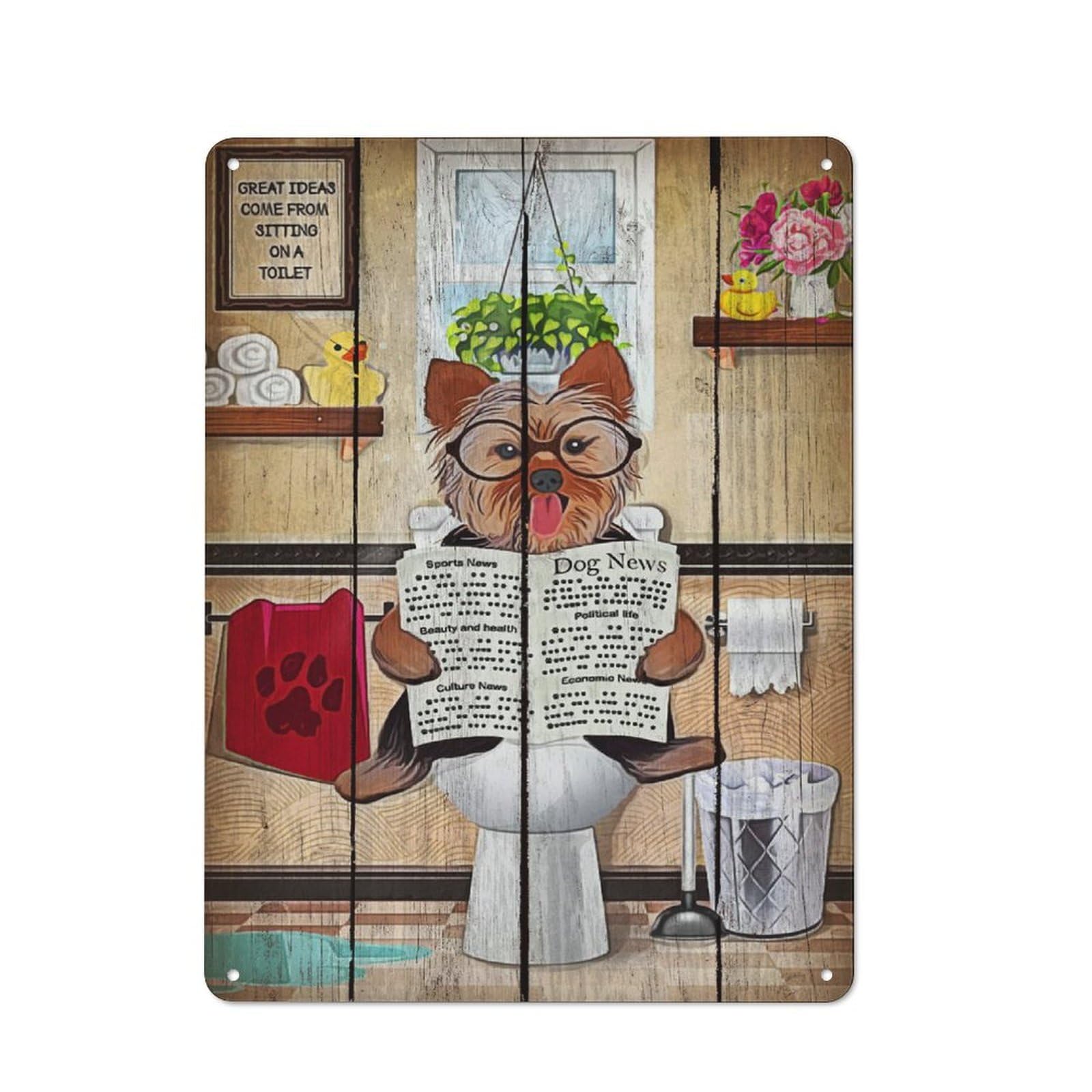 Junmoney Yorkshire Terrier Vintage Tin Sign 40X30cm For Dining Room Or Kitchen, For Themed Interiors In Kitchens And Dining Spaces