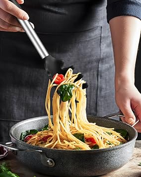 Silicone Spaghetti Spoon and Pasta Tong, Server Fork with teeth,10 & 13
