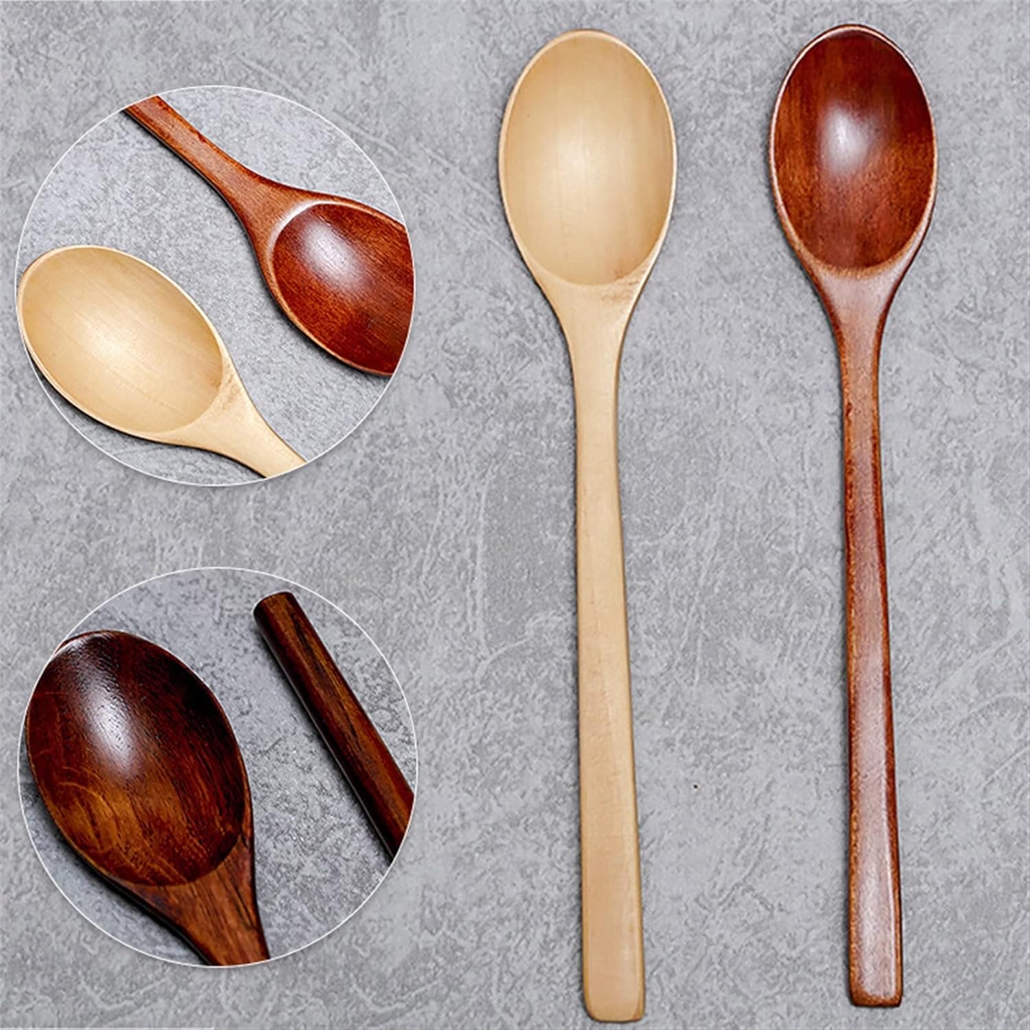 Coffee Scoops Style Wooden Long Spoons Solid Wood Tableware Coffee Spoon Stir Stick Milk Tea Honey Soup Kitchen Accessories(B)