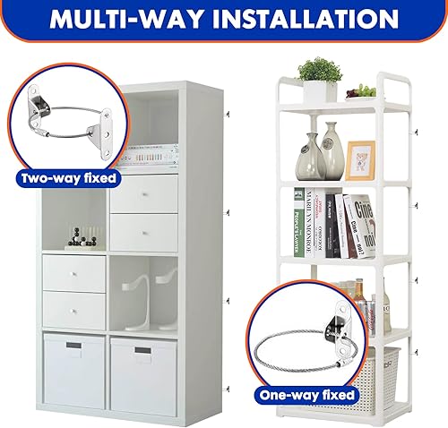 Miniatura 5 de Anclajes para muebles a prueba de bebés, paquete de 10 correas de anclaje de pared antipuntas, de metal, seguro de 400 libras, protege a los niños y