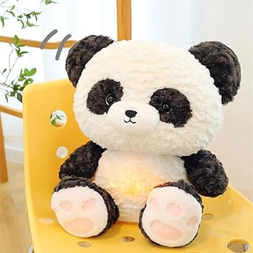 Breathing Panda Soft Toy Teddy Bear with Light and Music Soothing Plush Sleeping Heartbeat Breathing Teddies Toys Toy Gift for Kids Girls Valentines Day 30cm