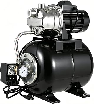 Shallow Well Pump with Pressure Tank, 1 HP 950 GPH Water Booster Pump