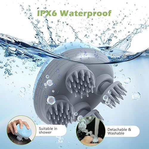 Vista 31 de KeeKit IPX6 - Masajeador verde inalámbrico para mascotas, 4 cabezales y 96 nodos, rascador portátil de mano para perros y gatos