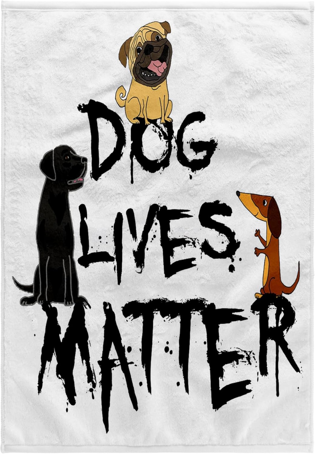 3dRose Funny Cute Dog Lives Matter Pug and Black Lab and Dachshund Dog 22x30 Bath Hand Pool Towel
