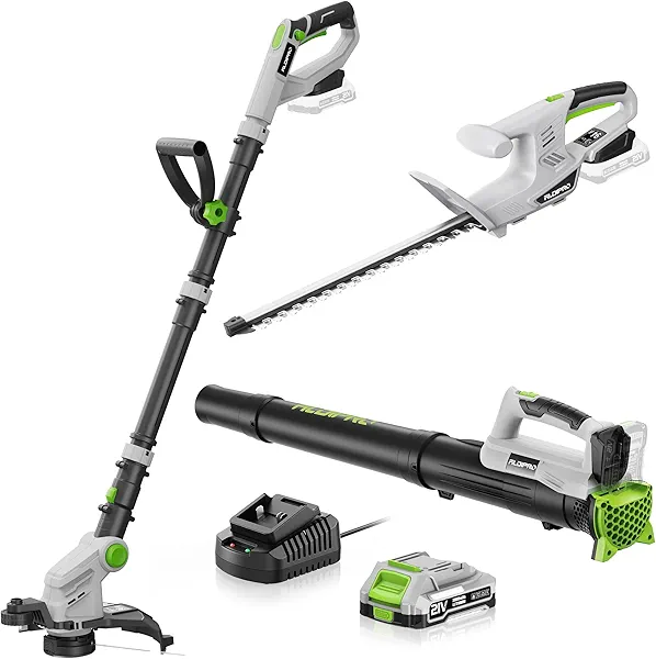 ALDIPRO Cordless String Trimmer + Leaf Blower + Hedge Trimmer Combo 20V Ultra-Lightweight Garden Tool Set, 400 CFM Electric Blower & 18-Inch Bush Trimmers & 12-Inch Weed Wacker with Battery & Charger