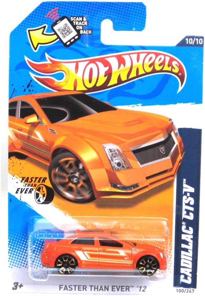 Hot Wheels 2012, Cadillac CTS-V (Orange), Faster Than Ever '12 # 100/247. 1:64 Scale Die Cast.