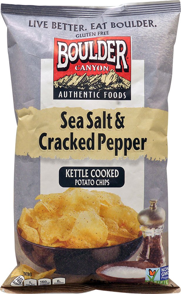 Boulder Canyon Authentic Foods Kettle Cooked Potato Chips Sea Salt & Cracked Pepper -- 5 oz (Pack of 2)