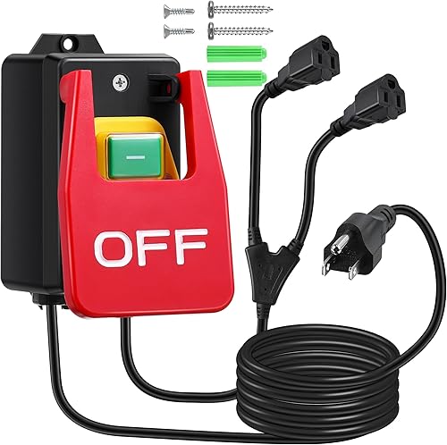 Miniatura 7 de Dreyoo Interruptor monofásico de encendidoapagado de 110 V a 120 V, interruptor de mesa de enrutador con señal de parada grande, paleta de fácil