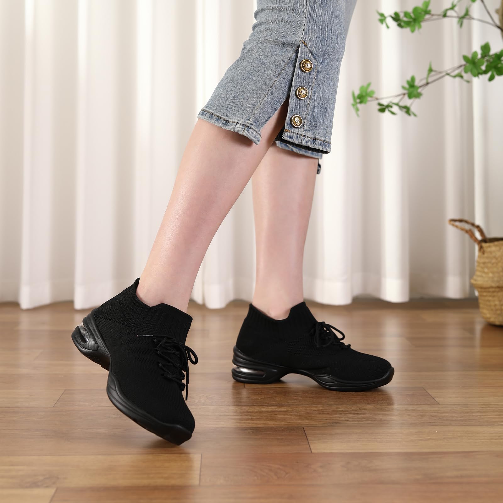 Zapatillas de baile deportivas para mujer, zapatillas de entrenamiento, caminar, bailar, hip-hop, jazz transpirables, ligeras