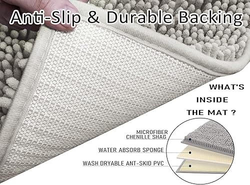 Miniatura 5 de Juego de alfombras de baño de 3 piezas, tapetes de baño para baño antideslizantes, alfombras de baño de felpilla gruesa, suaves y absorbentes, juego