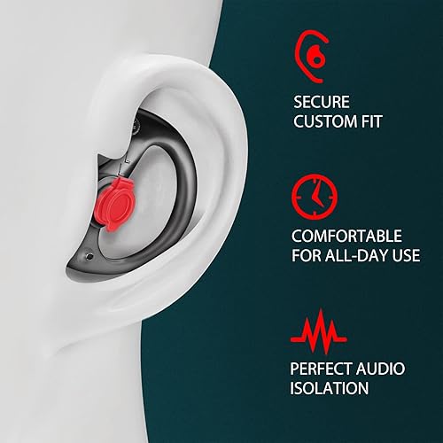 Miniatura 4 de Zeadio Auricular de triple brida, cómodo tapón de silicona para oído  grande, par de 4, negro