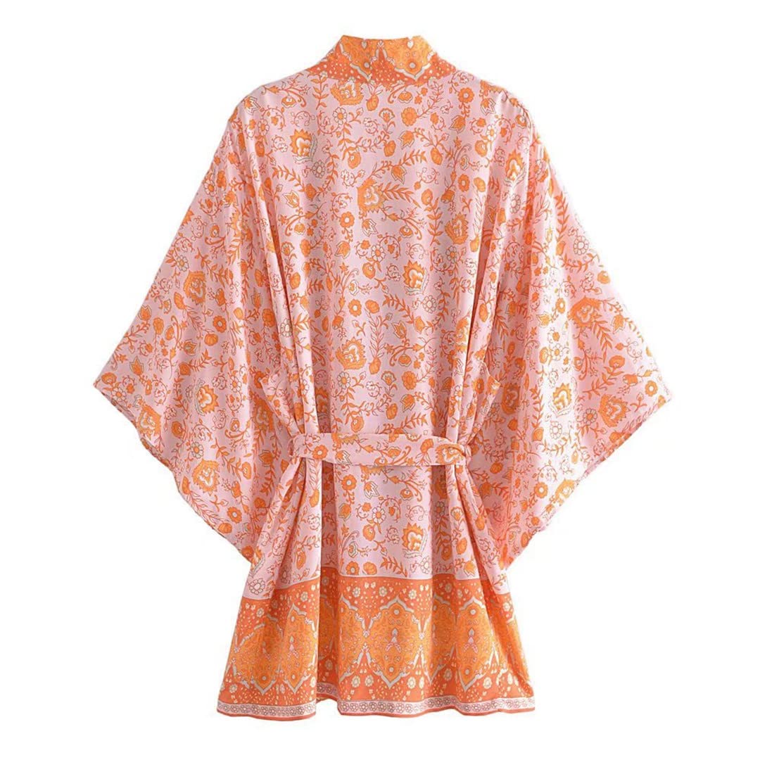 Kimono de plage ample pour femme - En rayonne de coton - Style bohème, Comme indiqué sur la photo, M