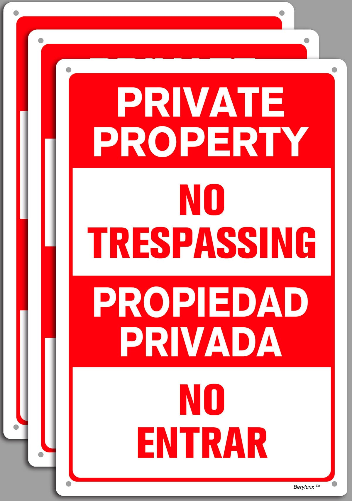 3 Pack 8" x 12" Propiedad Privada No Trespassing Private Property Warning Sign