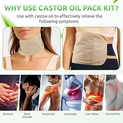Miniatura 2 de Paquetes de aceite de ricino para desintoxicación hepática, paquete de aceite de ricino orgánico reutilizable, alivio del estreñimiento y la