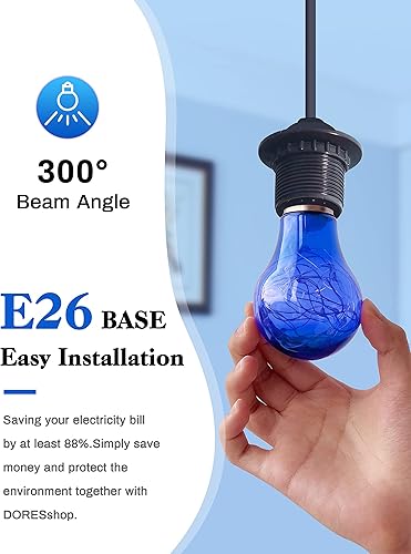 Miniatura 3 de DORESshop Bombilla azul, bombillas azules A19, bombillas LED azules, bombillas de Navidad al aire libre, base E26, luz de porche, luz de fiesta, luz