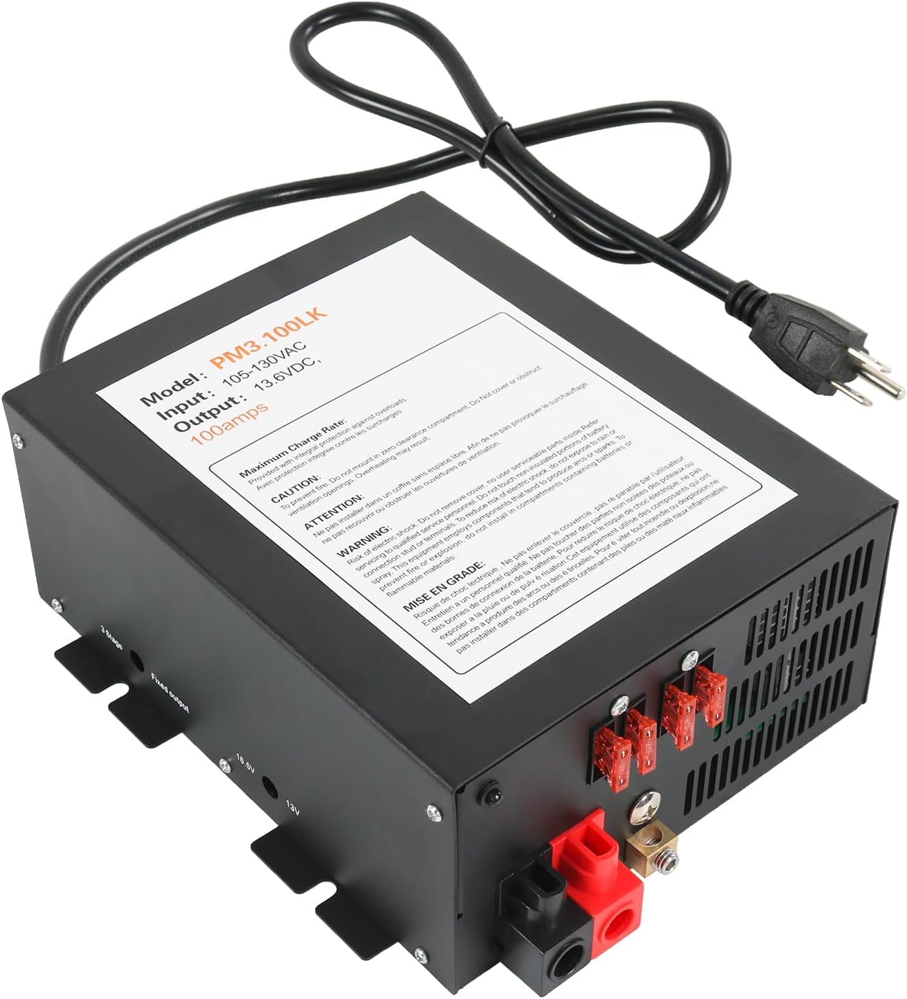 100 Amp Power Converter with Built-in 4 Stage Smart Battery Charger, 100A 110V AC to 12V DC 100Amp Battery Charger RV Power Converter