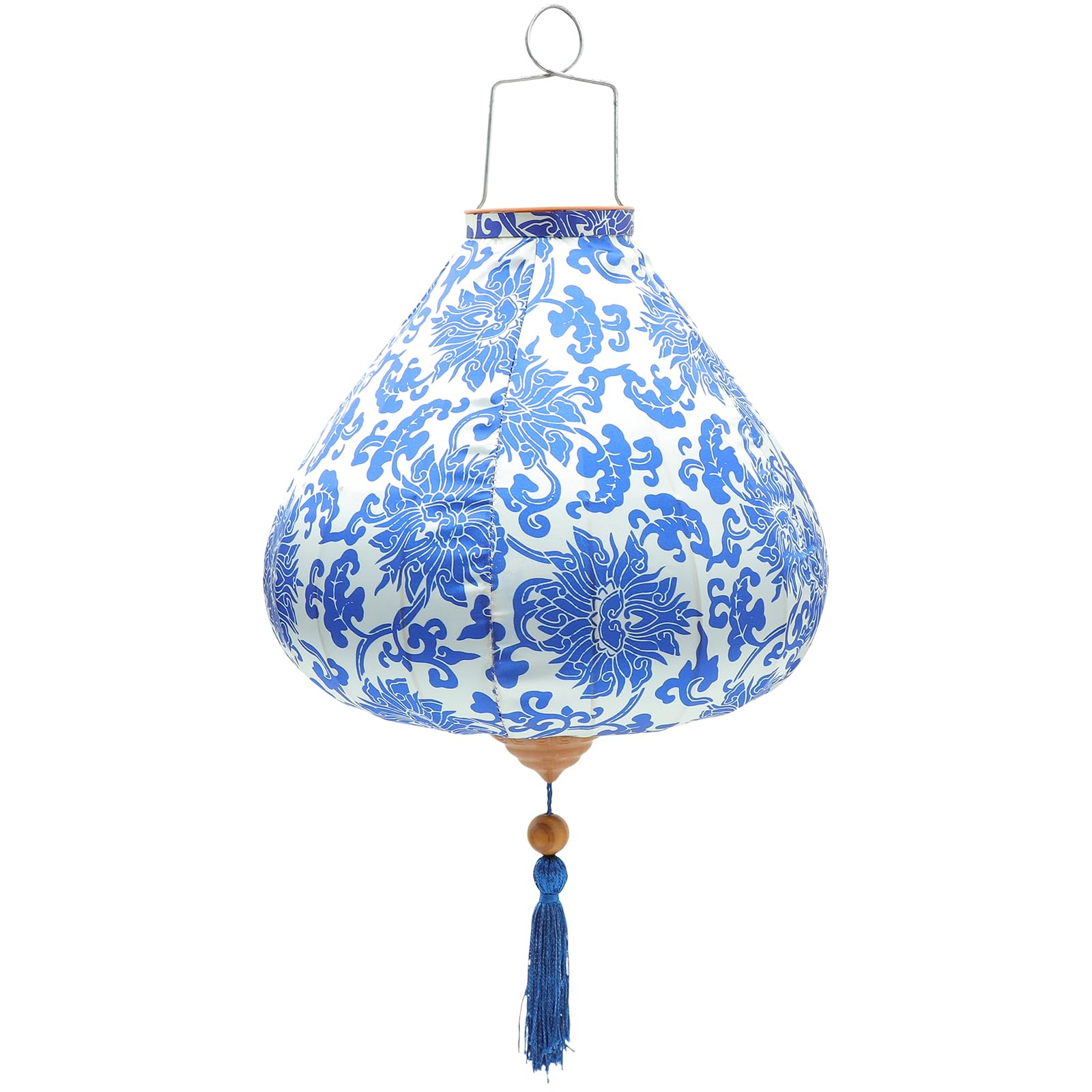 Veemoon Vietnamese Oval Silk Lantern Chinoiserie Chinese Japanese Lanterns Lampshade Tassel Oriental Lantern Hoian Lantern Lamp Spring Festival New Year Decorations, 39.00X30.00X30.00CM, Picture 1