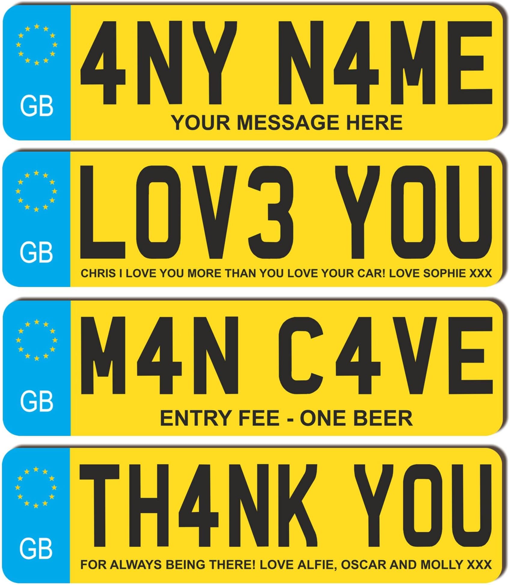 Custom License Plate Plaque - Personalised Number Plate in Wood or Acrylic - Ideal for Car Decor, Lorry Drivers, New Car, Just Passed Keepsake Signs (EU UK Design, Acrylic Large 29cm)