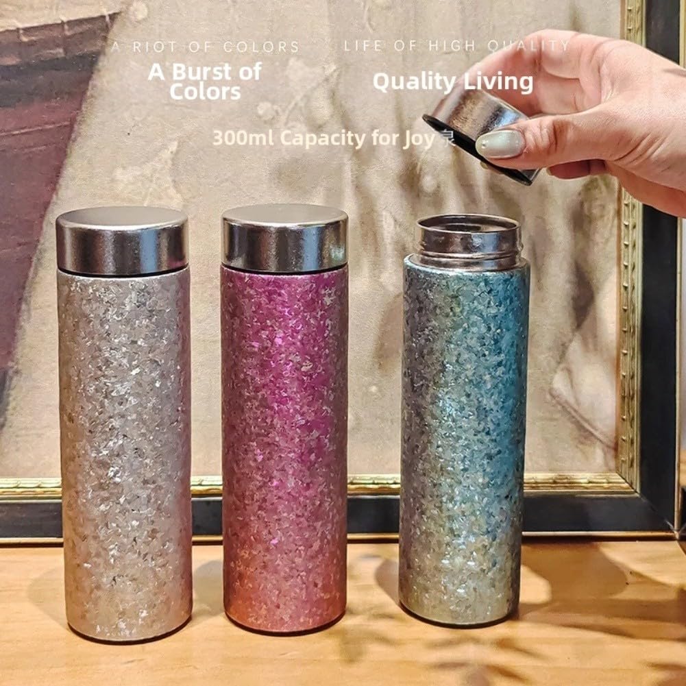 Reisebecher, 300 ml, doppelwandig, reines Titan für längere Warm- und Kaltgetränke, leichte Konstruktion (300 ml, Silber)