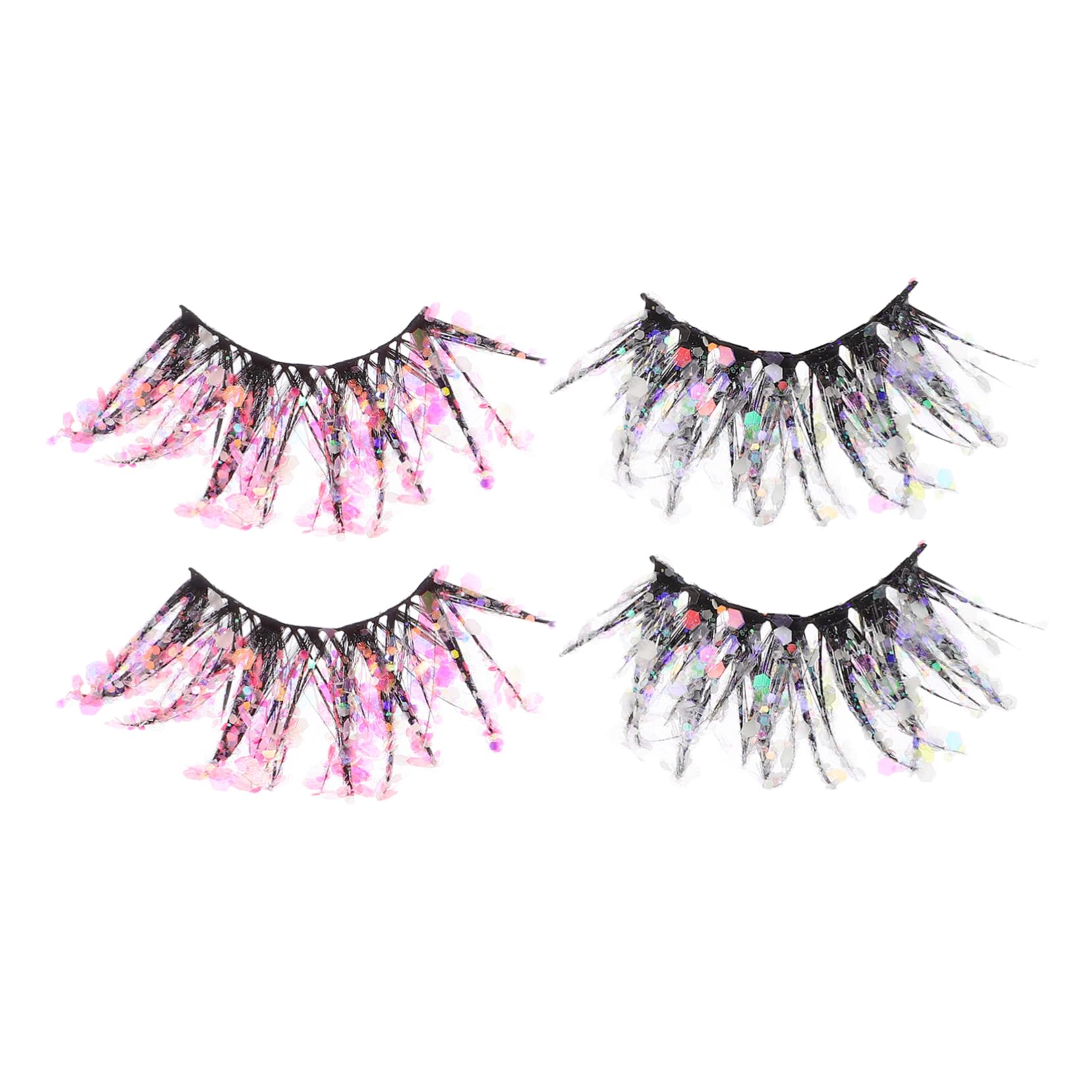 POPETPOP 10paia Luminous Glitter Faux Eyelashes Night Glow Eye Extensions for Women for Parties and Special Occasions