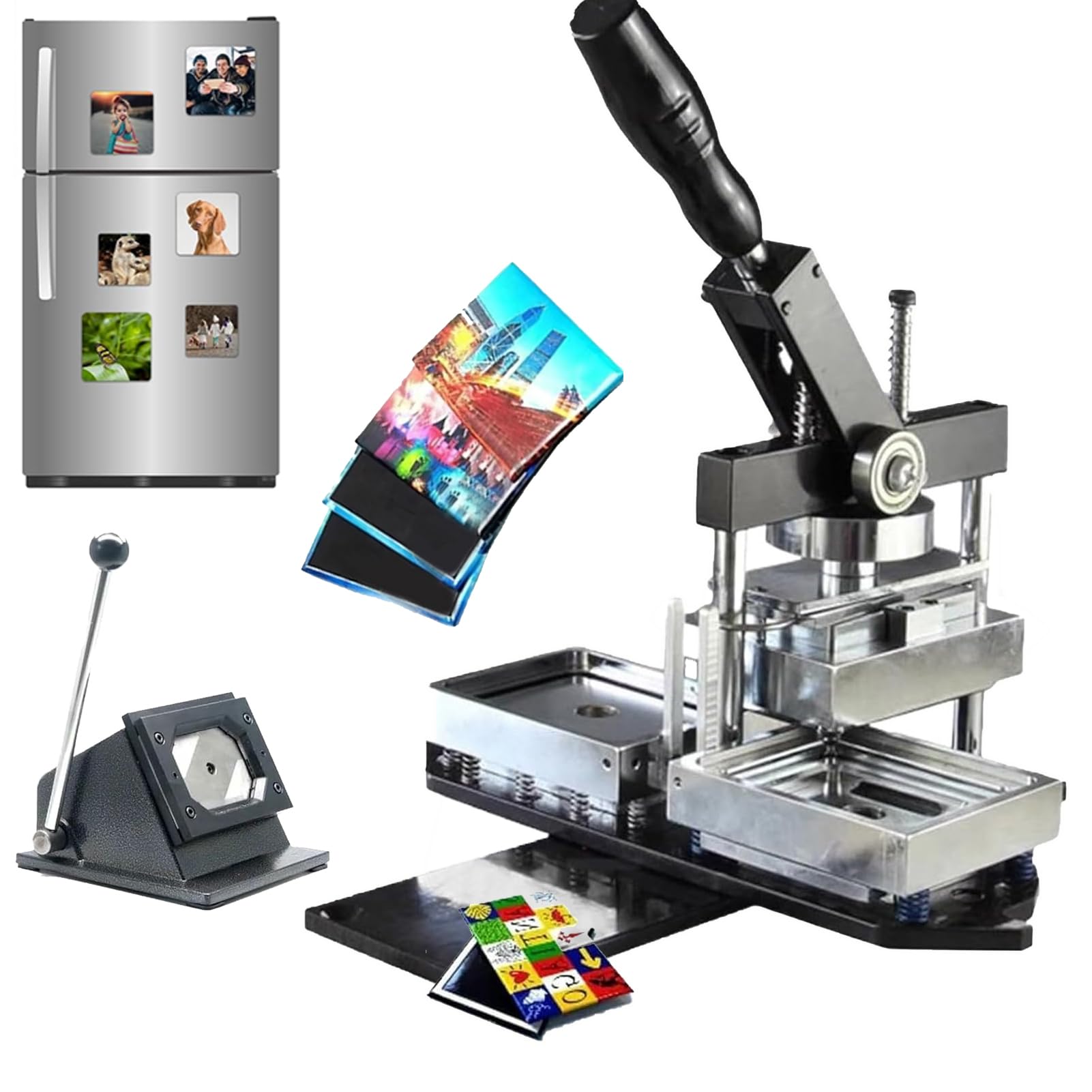 Maszyna do robienia magnesów na lodówkę DIY, profesjonalny zestaw z magnesami fotograficznymi, 100 szt. Materiały eksploatacyjne do cięcia papieru, do spersonalizowanych magnetycznych i