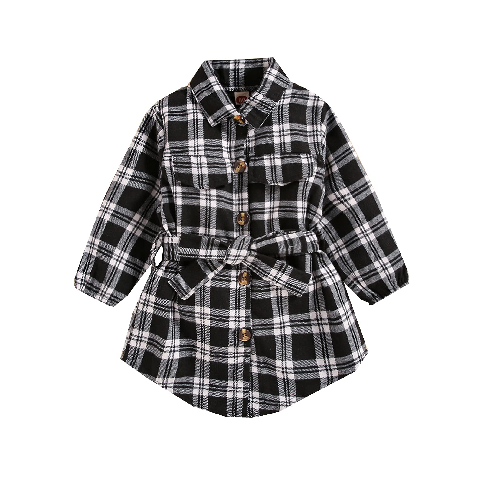 Kids Toddler Baby Girl Christmas Outfits Long Sleeve Dress T-Shirt Plaid Tunic Tops One Piece Fall Winter Clothes (Gray, 6-12 Months)
