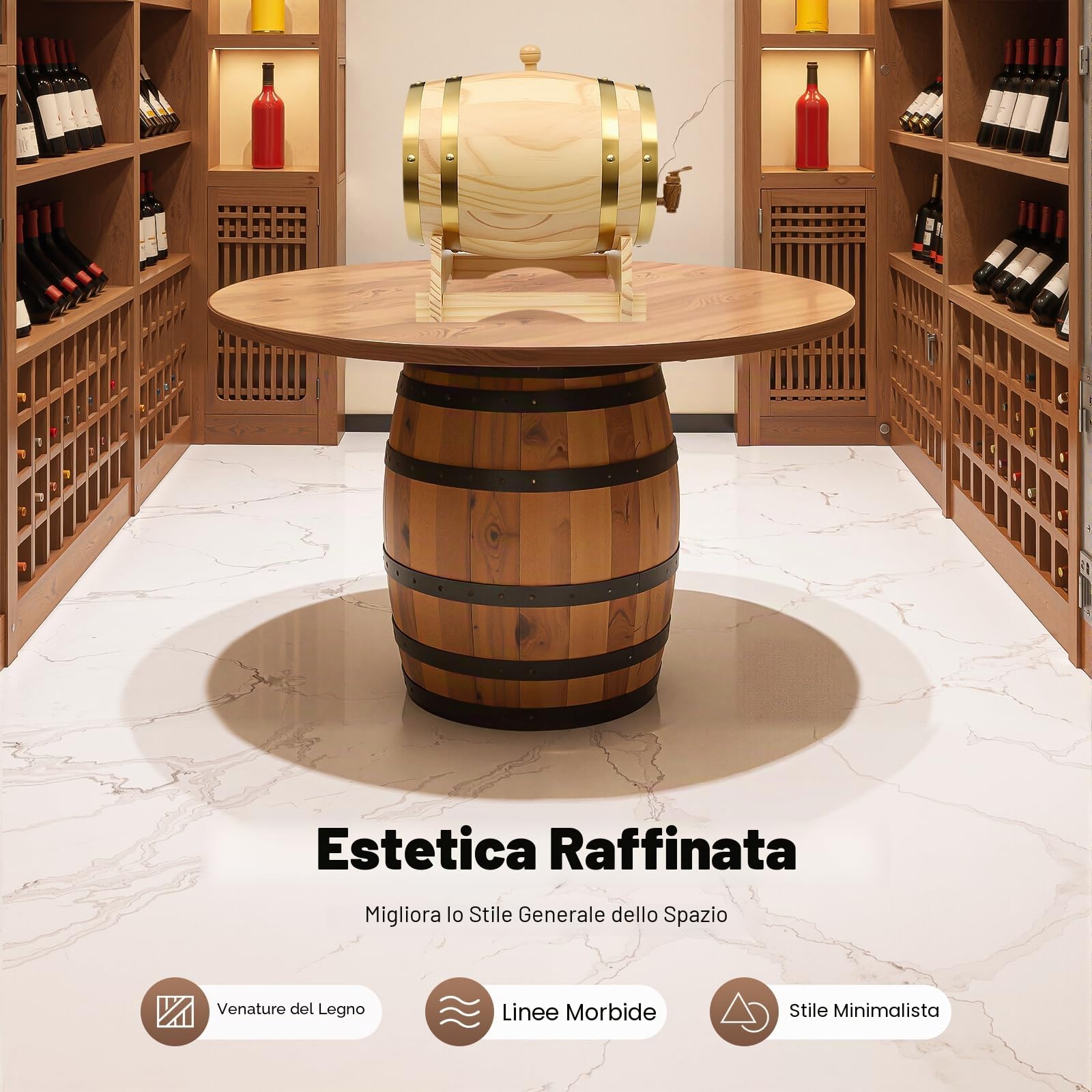 Barile di legno da 5 litri, in legno di pino, botte di vino con becco e rubinetto, per whisky, bourbon, rum, brandy, tequila, vino, birra