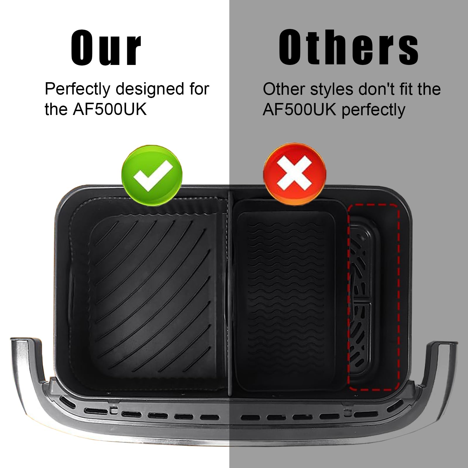 Joaecosmhui Kit Accessori per Friggitrice ad Aria, Teglia in Silicone per Friggitrice Senza Olio, Cestello per Air Fryer Liners per Ninja AF500EUCP ( 10,4L) - Riutilizzabile Invece di Carta Forno