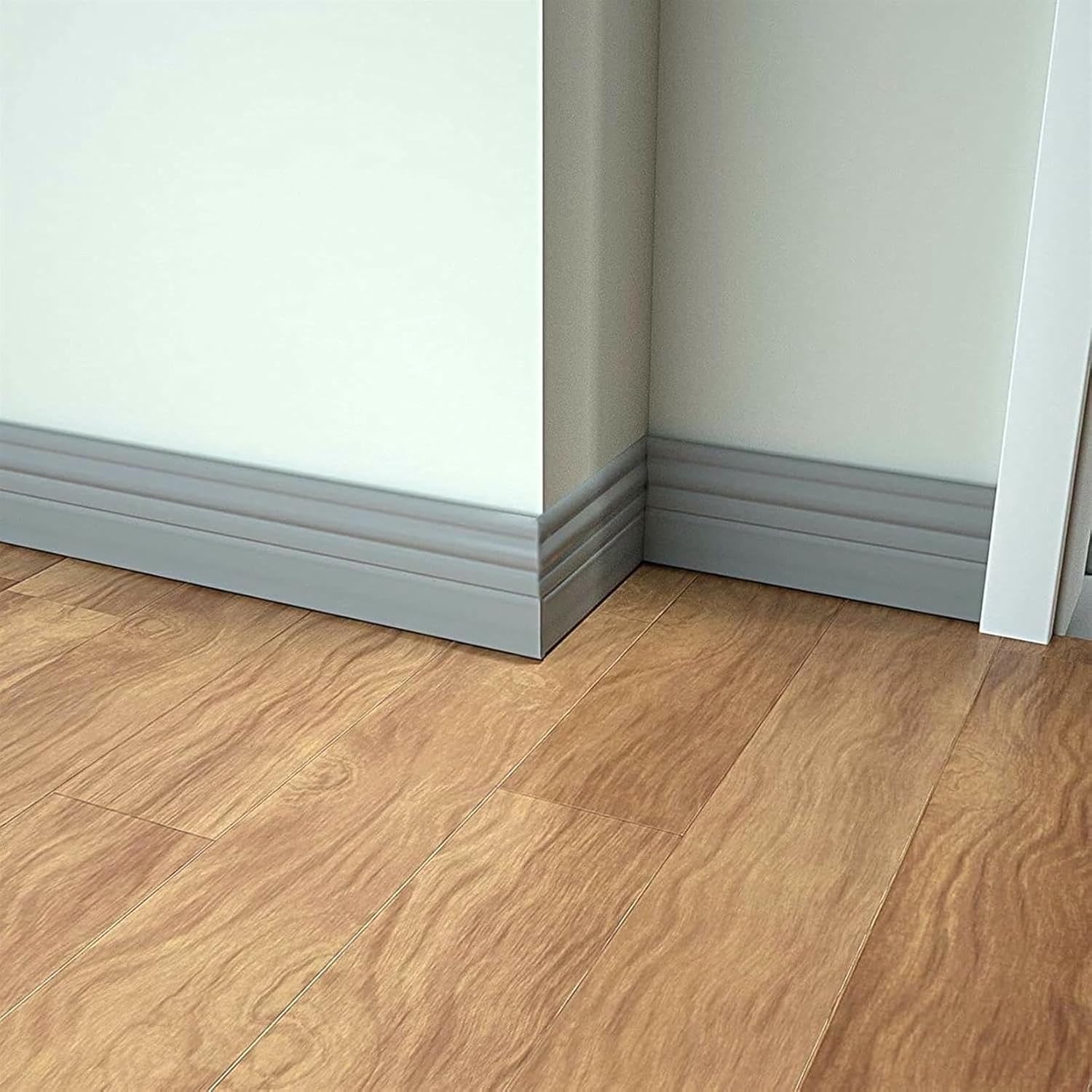 Flexible Baseboards Molding Trim, Flexible Baseboard Trim 4 Inch x 16.4 Feet Self-Adhesive Vinyl Wall Base, Peel and Stick Rubber Moulding~/