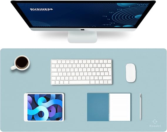 K KNODEL Large Office Leather Desk Mat, Mouse and Keyboard Pad, Computer and Laptop Mat, Desktop Protector and Cover, Writing Pad and Blotter