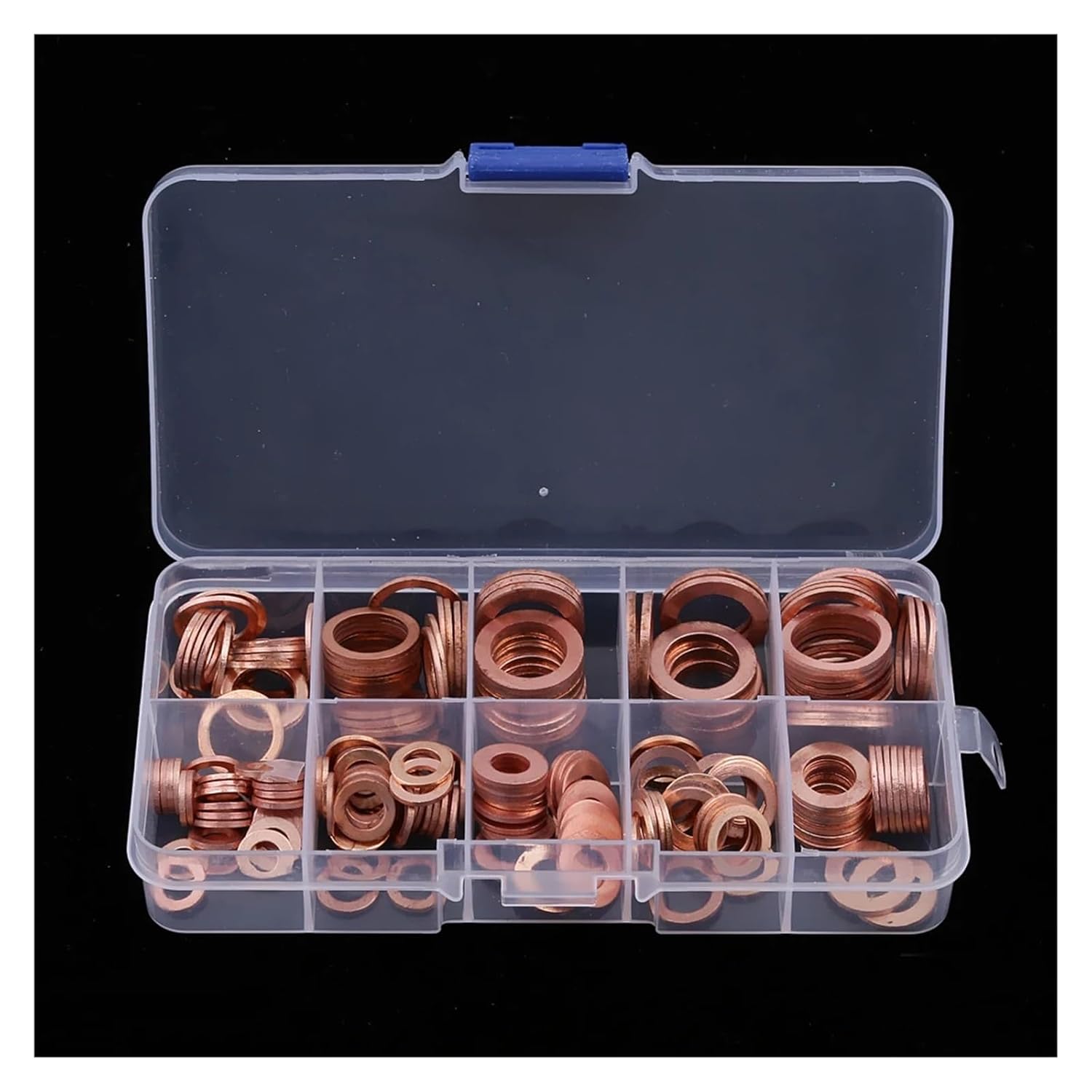 200Pcs Copper Washer Gasket Nut Bolt Set Flat Seal Sealing O Ring Solid Gasket Assortment Kit Car Engine Oil Gasket Sump Plug