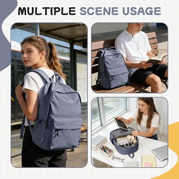 HYC00 School Backpack Womens Secondary Causal Travel High School Bags for Teenage Girls Boys 14 Inch Laptop Backpack Rucksack Bag for Women College Bags Water Resistant Work Back Pack,A10-Blue Purple