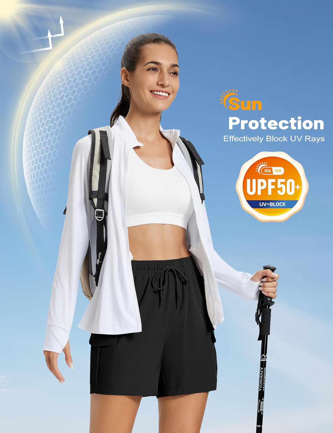 MAGCOMSEN Women's 5'' Hiking Cargo Shorts UPF 50 Quick Dry Lightweight Athletic Golf Outdoor Summer with Zipper Pockets - Image 3