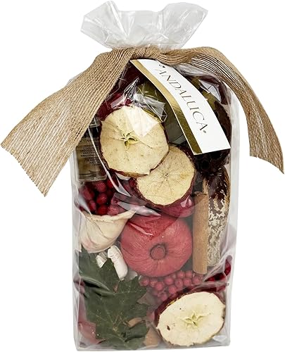 ANDALUCA Popurrí perfumado de sidra de manzana y canela Hecho en California Bolsa grande de 20 oz + Frasco de fragancia Aromas de canela