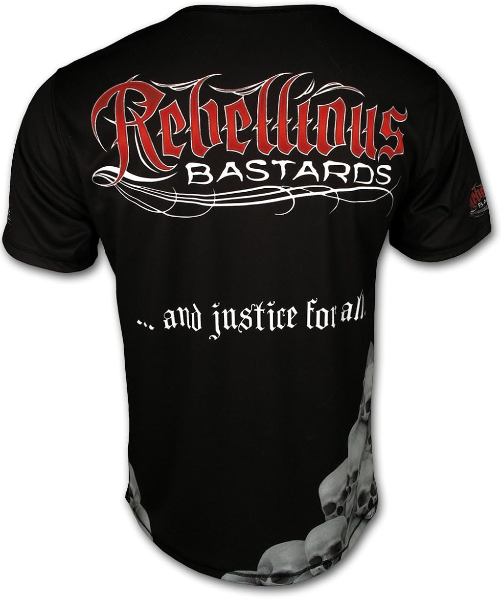 Miniatura 3 de Rebellious Bastards Camiseta de Angel of Death para hombre Hard Rock Heavy Metal Biker Outlaw, Negro, L