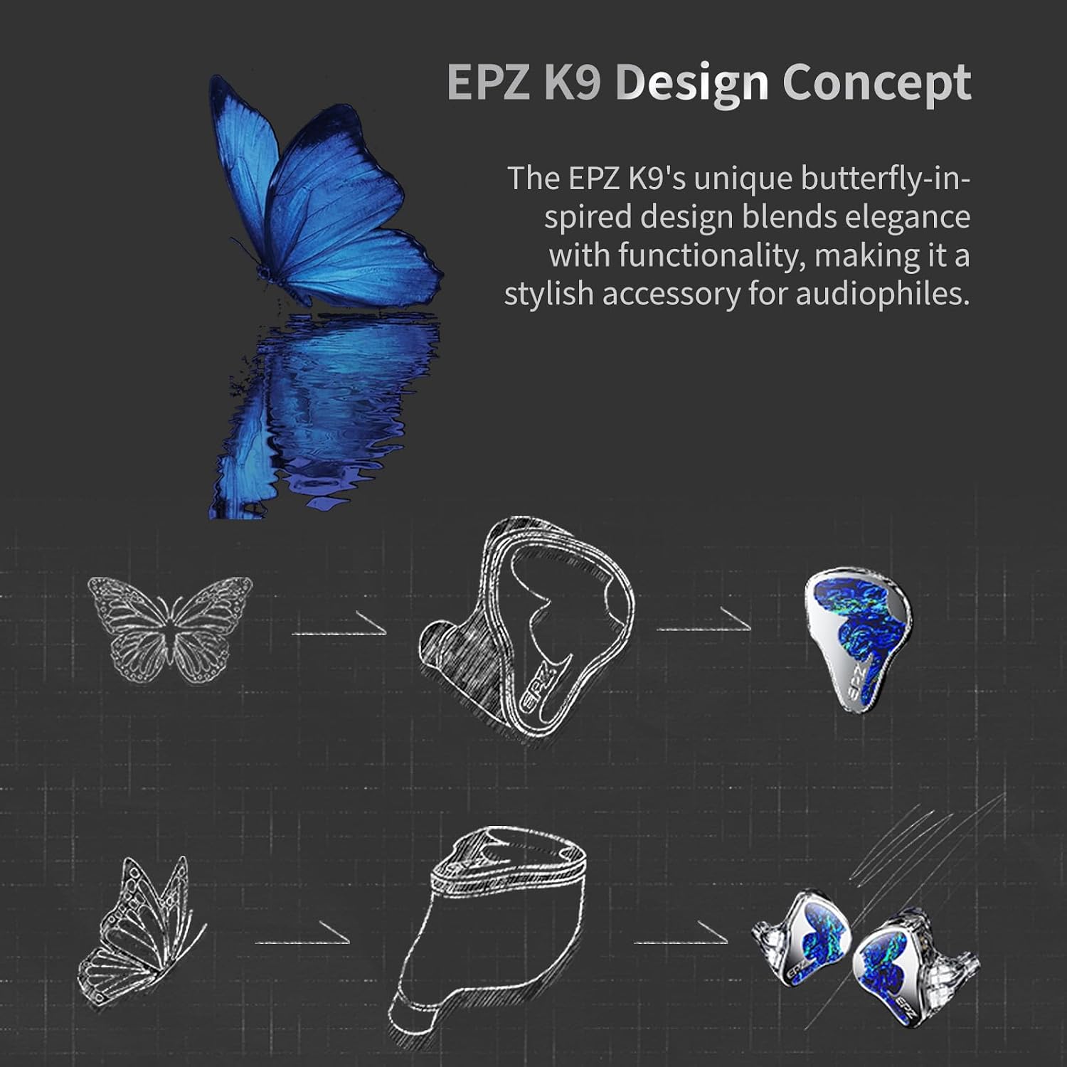 EPZ K9 1DD+8BA IEMS HiFi in-Ear Wired Earphone Monitor Headphones with 6N Single Crystal Copper Cable 3.5+4.4mm Replaceable Plug