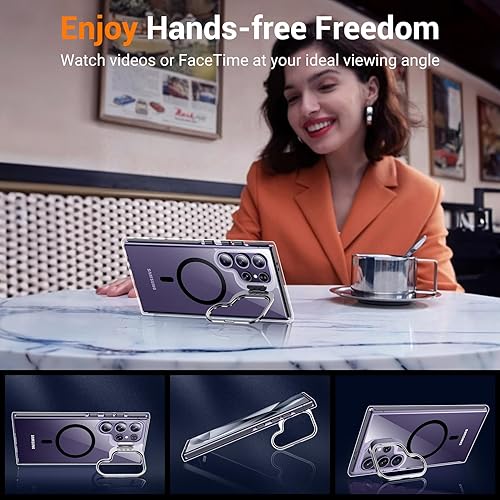 Miniatura 7 de Justcool Funda magnética diseñada para Samsung Galaxy S24 Ultra, [cristal transparente no amarillento] [protector de pantalla de vidrio templado +