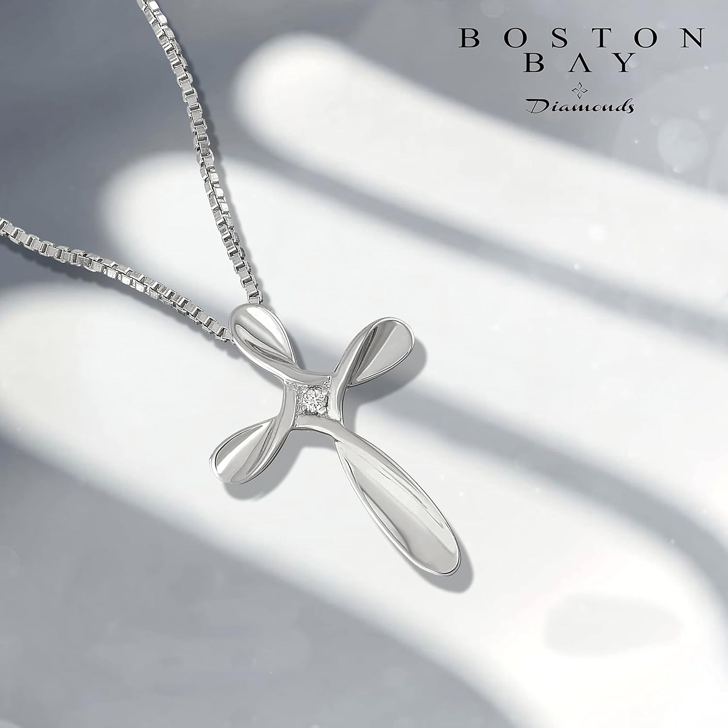 Boston Bay Diamonds Sterling Silver Diamond Accent Cross Pendant with 18" Chain - Image 5
