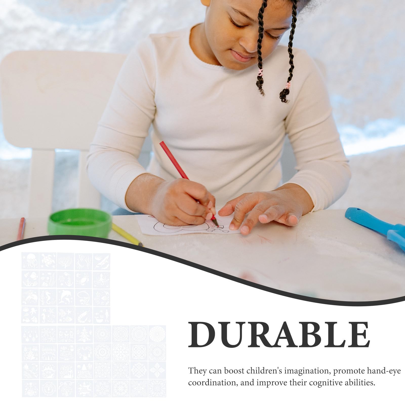 Lot De 5 Pochoirs De Décoration De Noël Réutilisables Pour Peinture Modèles Fournitures Artistiques 52 Pièces X 5