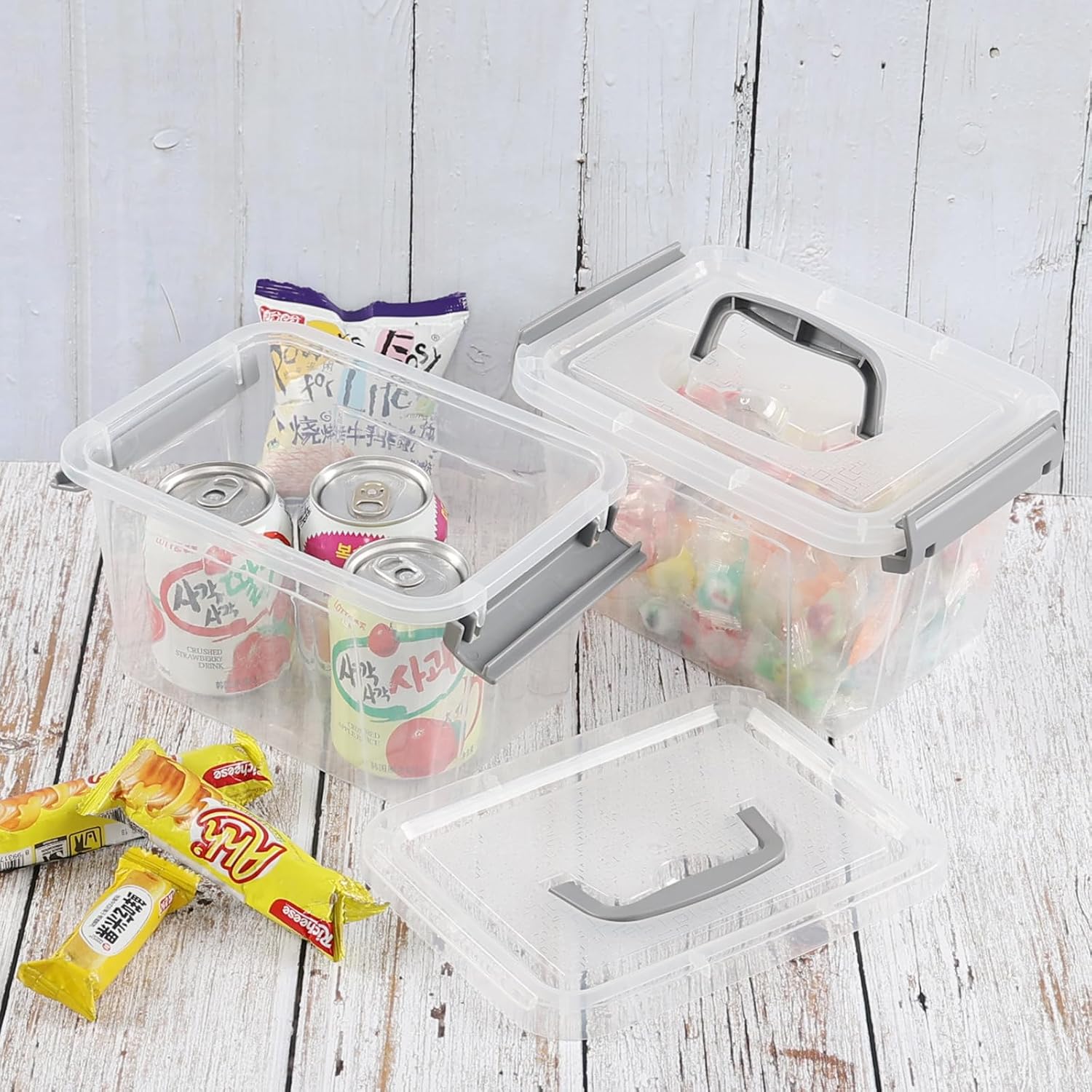 3.5 Quart Small Clear Storage Box with Handle, Small Plastic Bins with Lids, 6 Packs