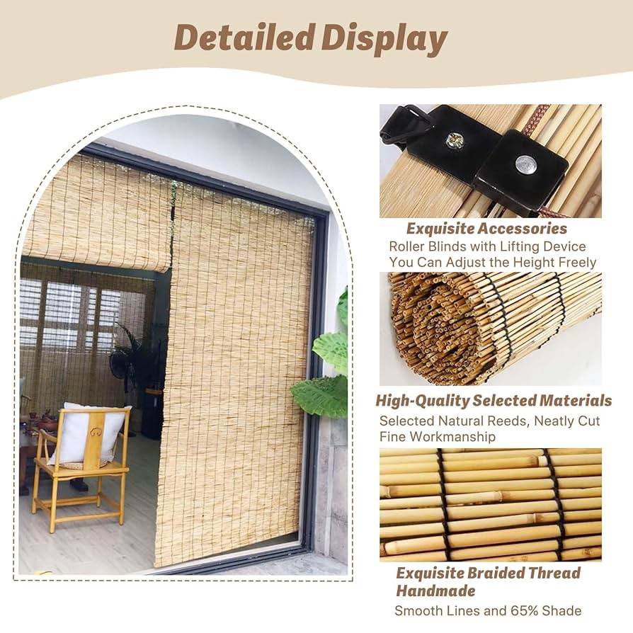 Tenda A Rullo In Bambù Naturale - Personalizzabile, Con Sollevatore, Per Interni/Esterni, Filtra Luce - Foto 14