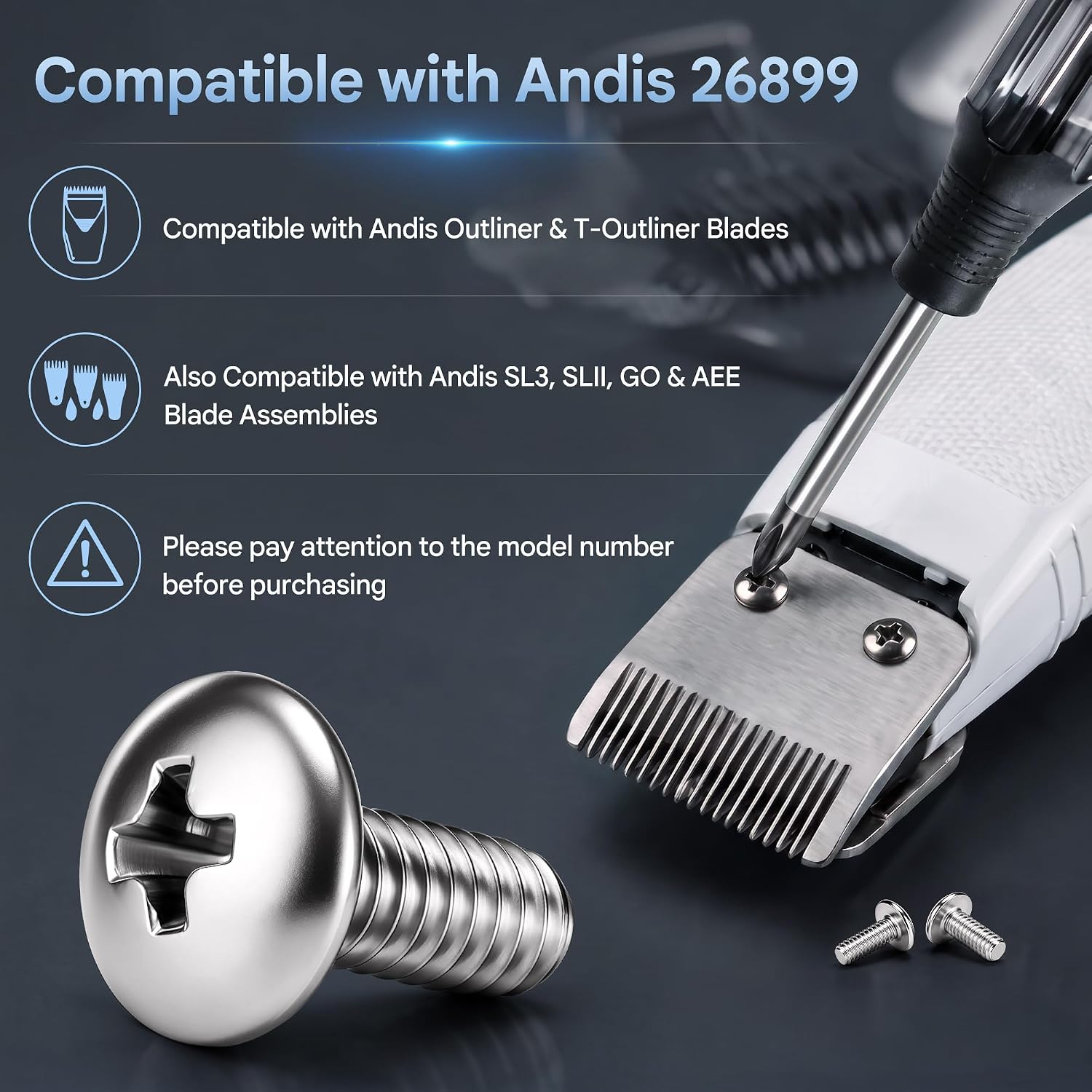 25 Pack Blade Screws Compatible with Andis Outliner & T-Outliner Blades