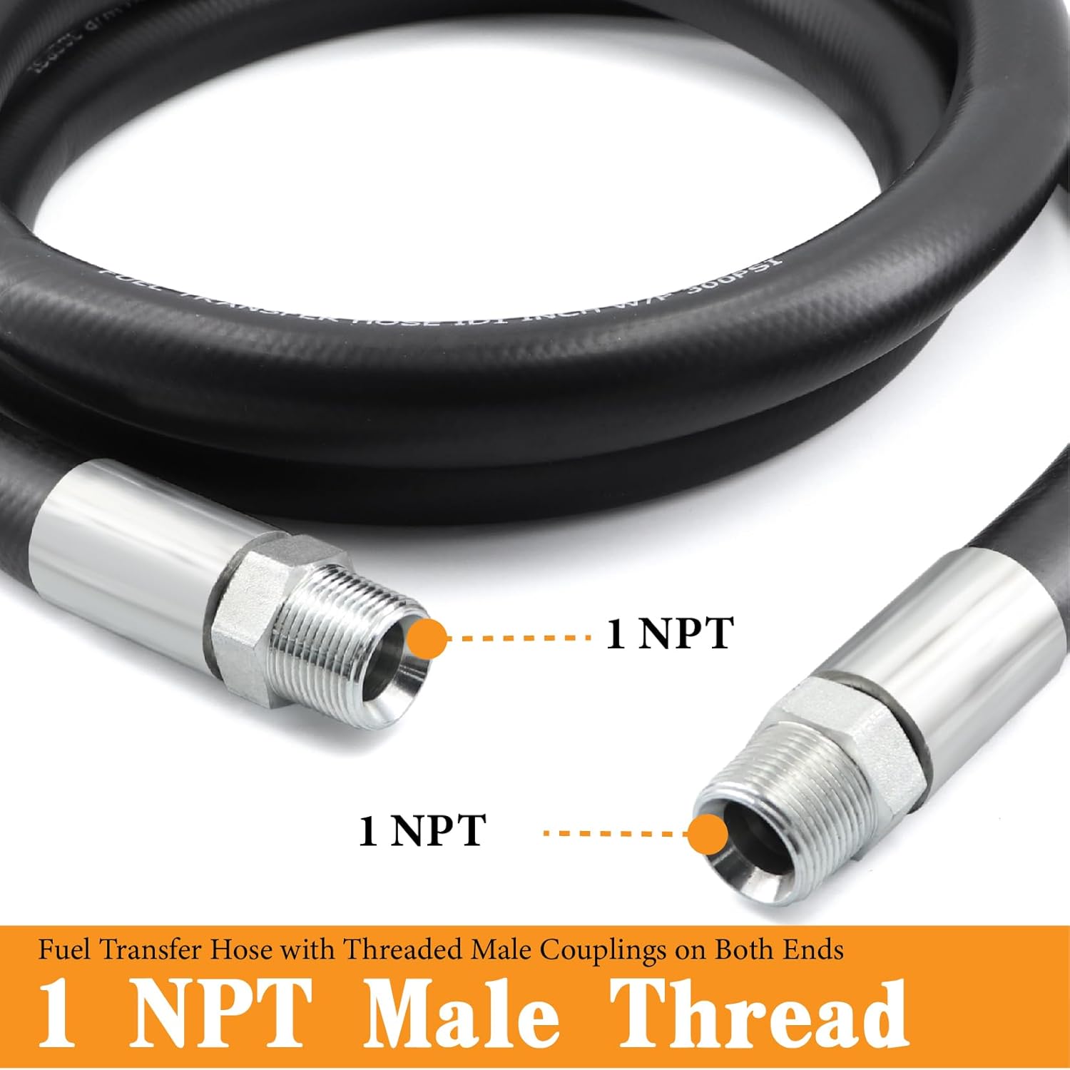 1 inch Fuel Transfer Hose 10FT, Diesel Gas Pump Hoses for Farm Tank Oil Gasoline with Male NPT Swivel