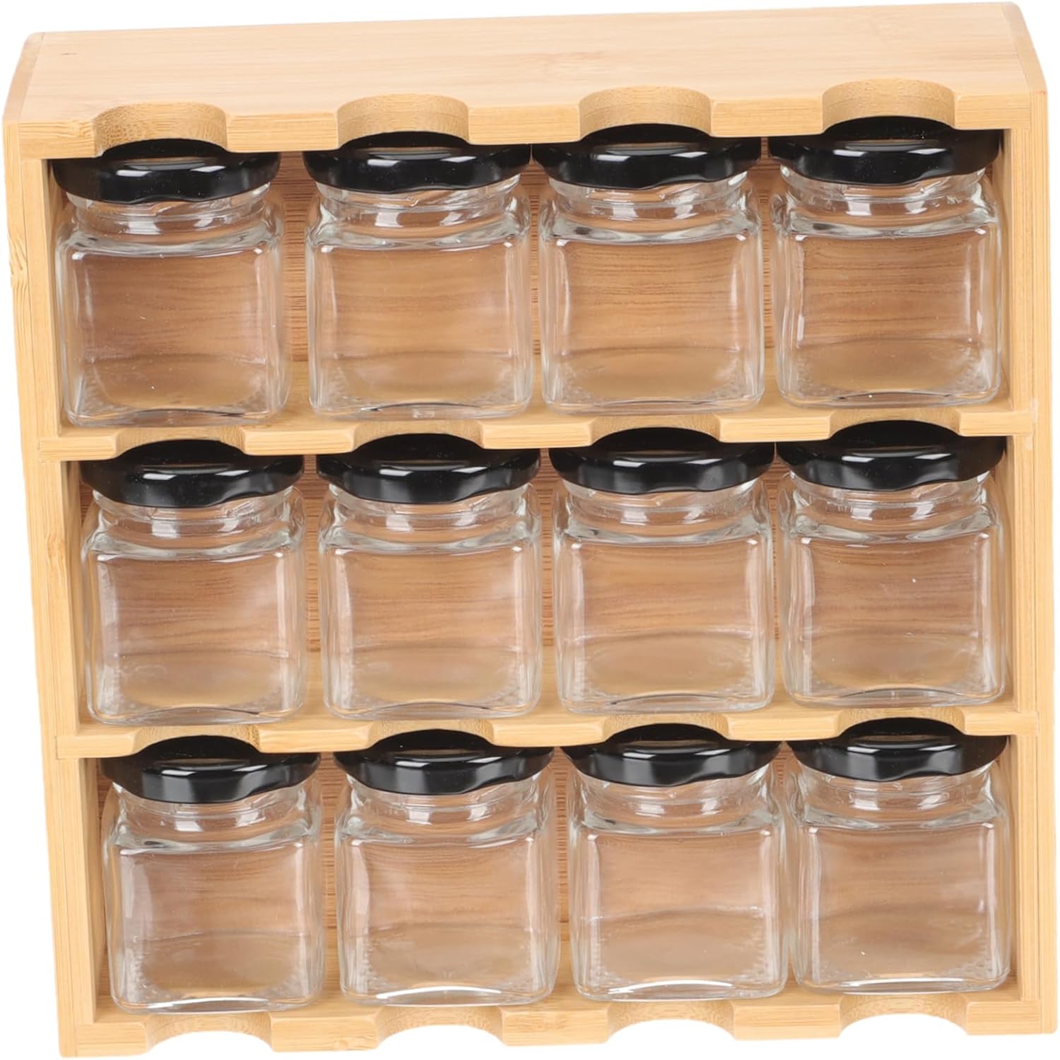Ciieeo Spice Rack Wood Glass Multi Layer Storage for Jars Bottles