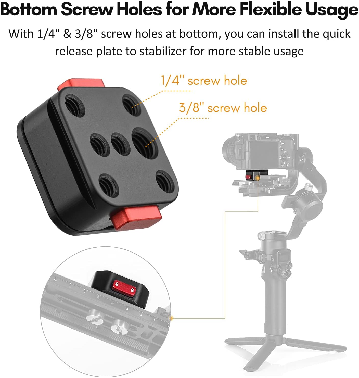 Andoer Aluminum Alloy Quick Release Plate Tripod QR Plate Camera Mount Adapter Quick Setup with 1/4 Inch Screw for DSLR Camera