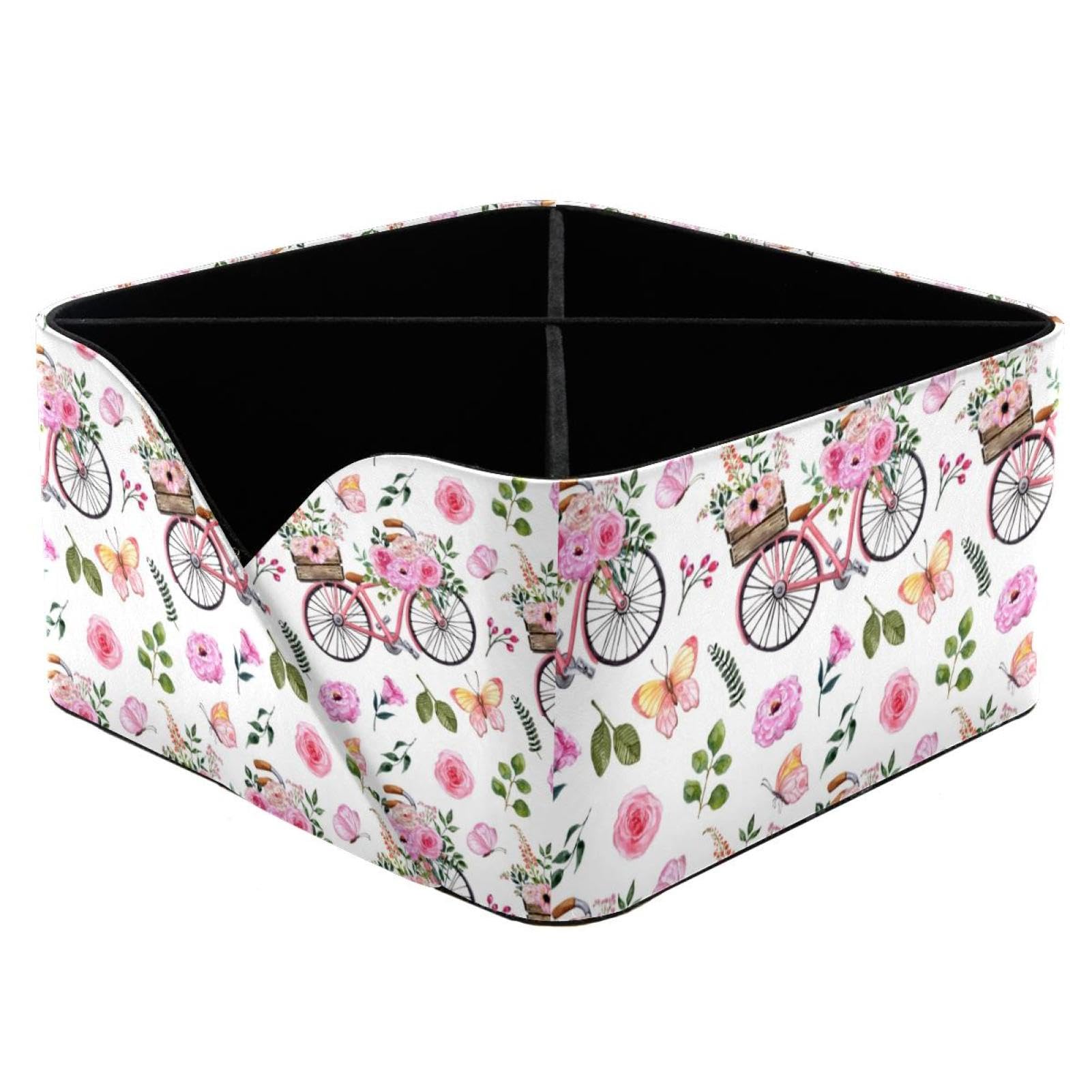 Pot de rangement pour bureau à 4 compartiments et organiseur de fournitures fleurs roses